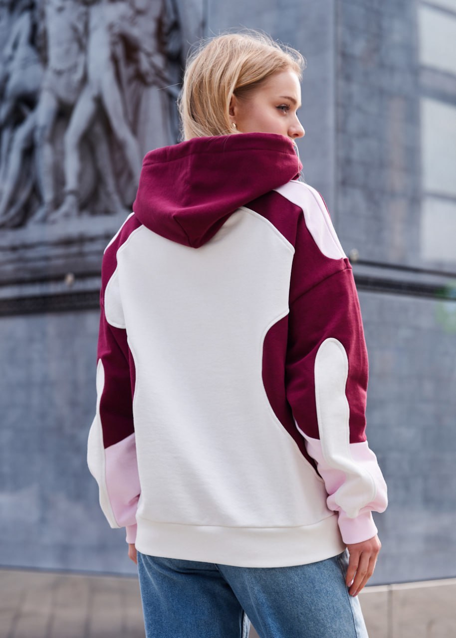 Bluza Staff logo milk & bordo oversize