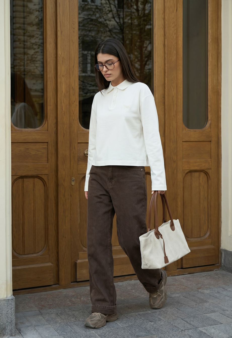 Longsleeve Staff mel white