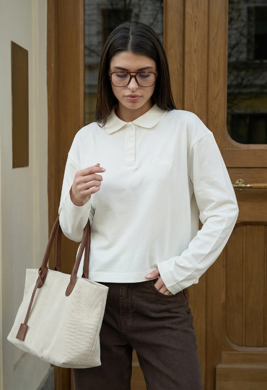 Longsleeve Staff mel white