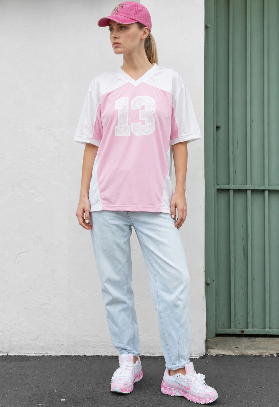 Koszulka Staff 13 powder & white oversize