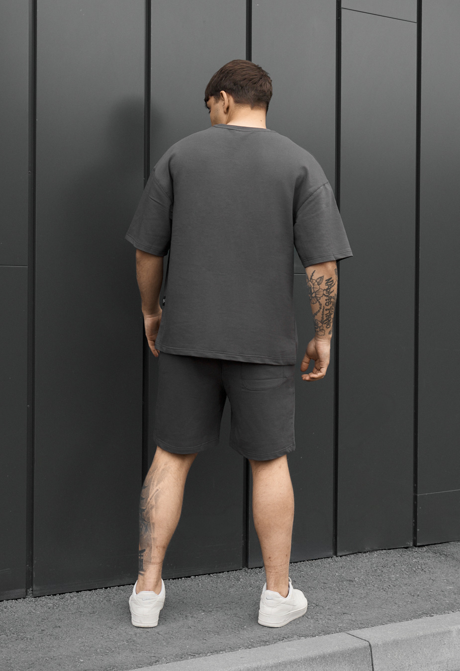 Komplet koszulka + spodenki Staff no dark gray oversize