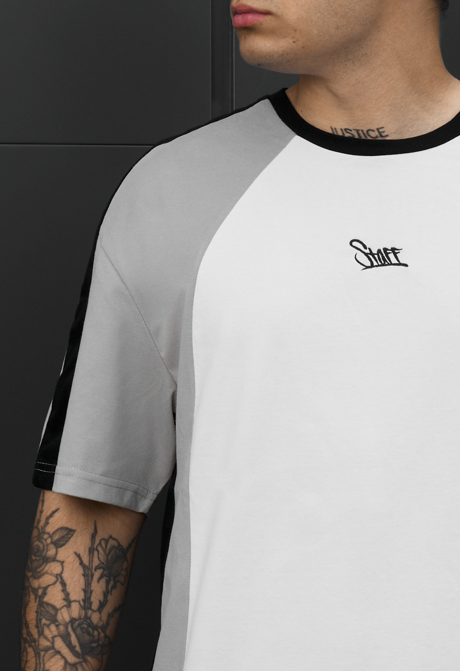 Koszulka Staff  logo gray & white oversize