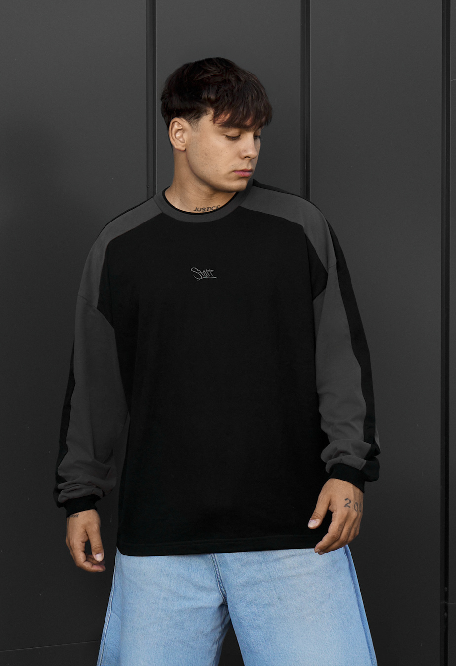 Longsleeve Staff black & dark gray logo oversize