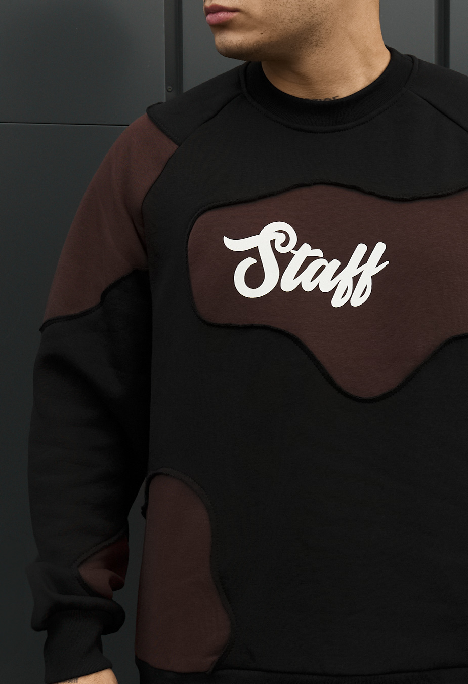 Bluza Staff ws black & brown oversize fleece