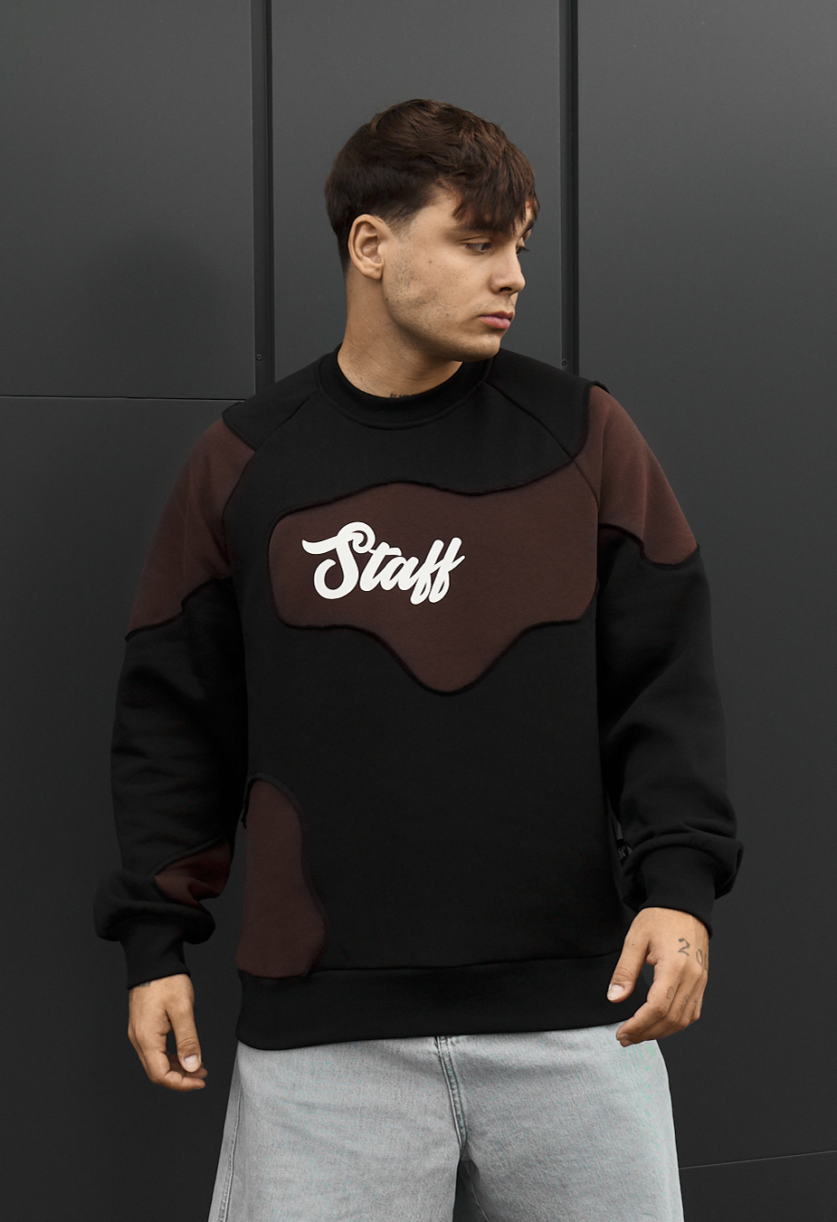 Bluza Staff ws black & brown oversize fleece
