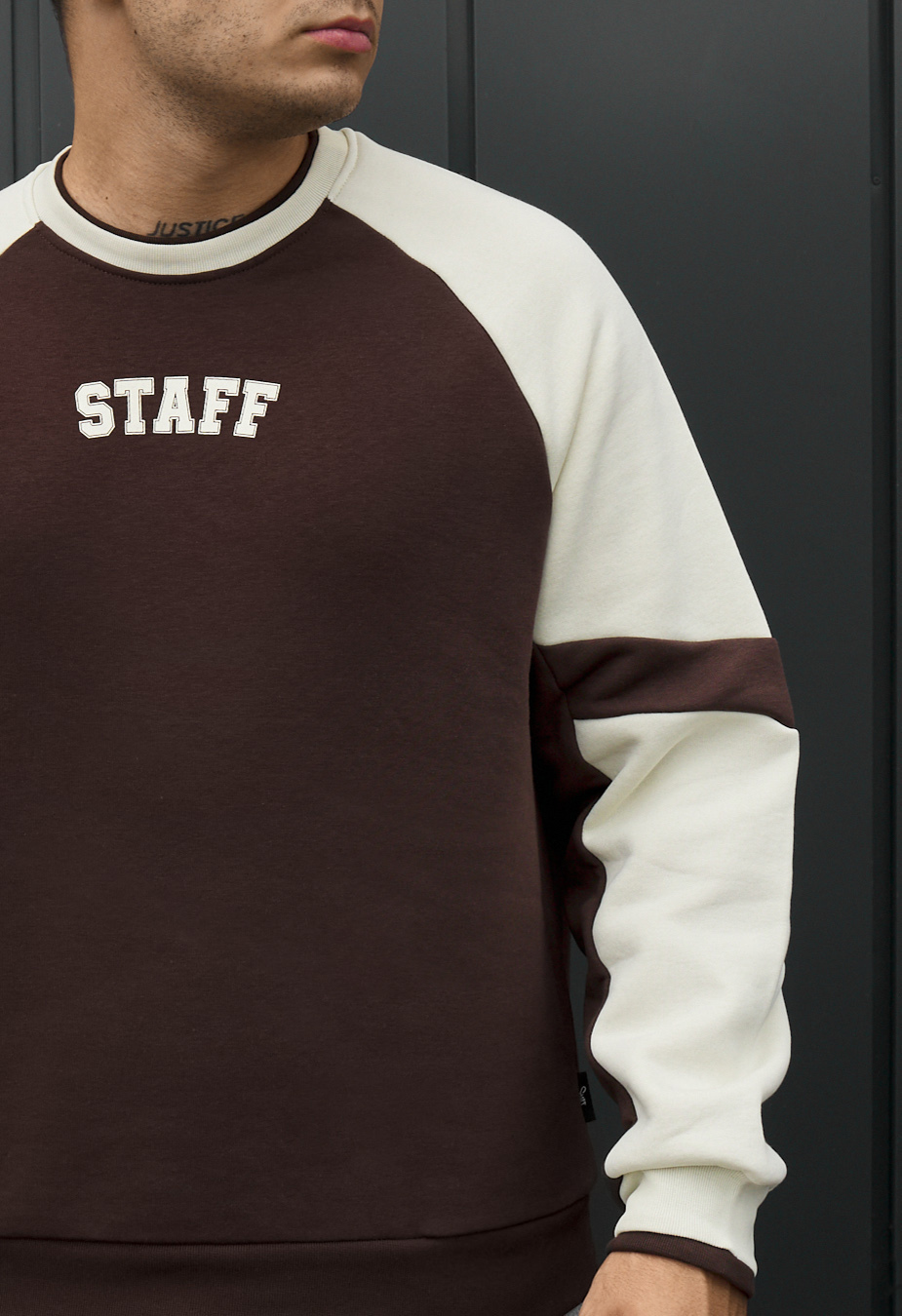 Bluza Staff logo brown & milk oversize fleece