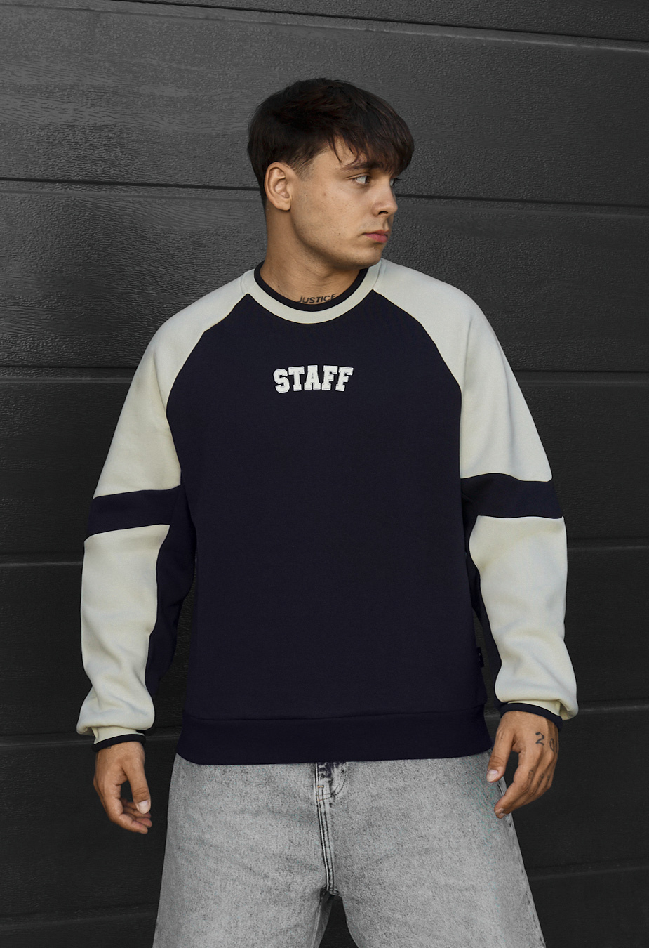 Bluza Staff logo navy & milk oversize fleece