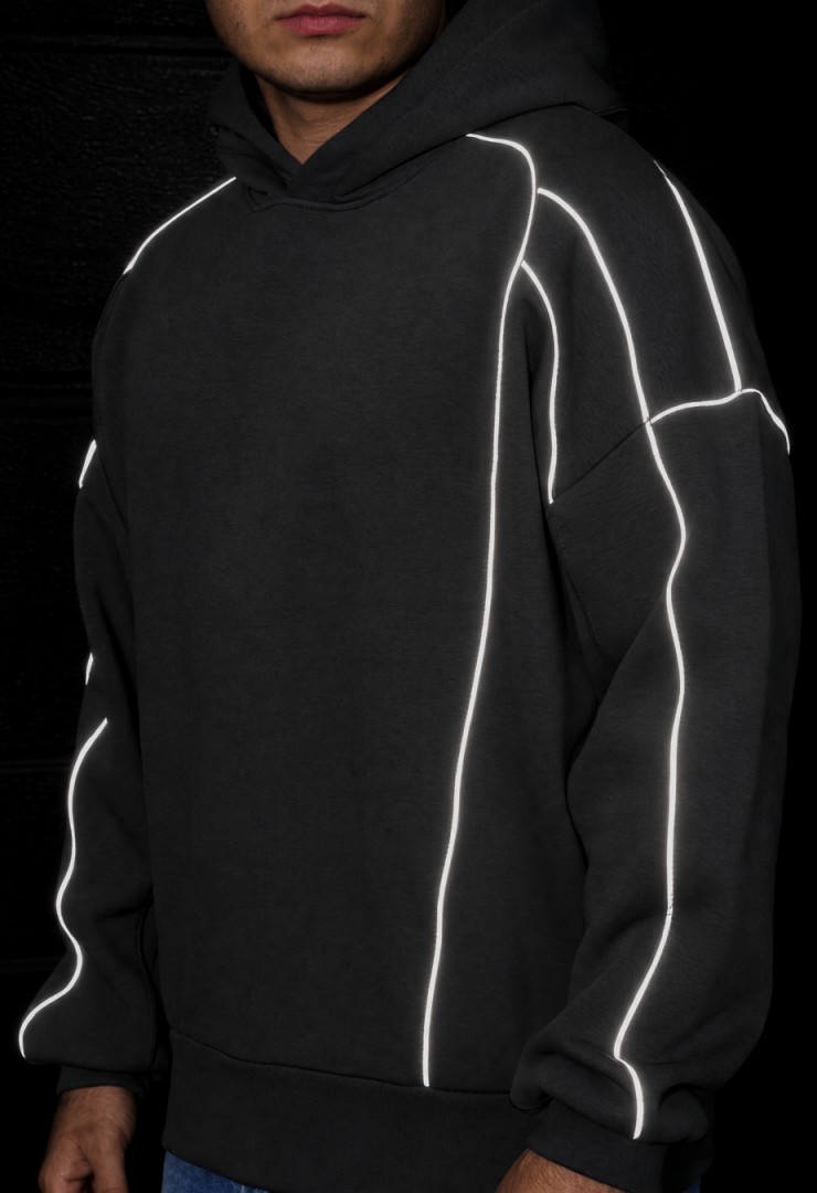 Bluza Staff dark gray oversize reflective fleece