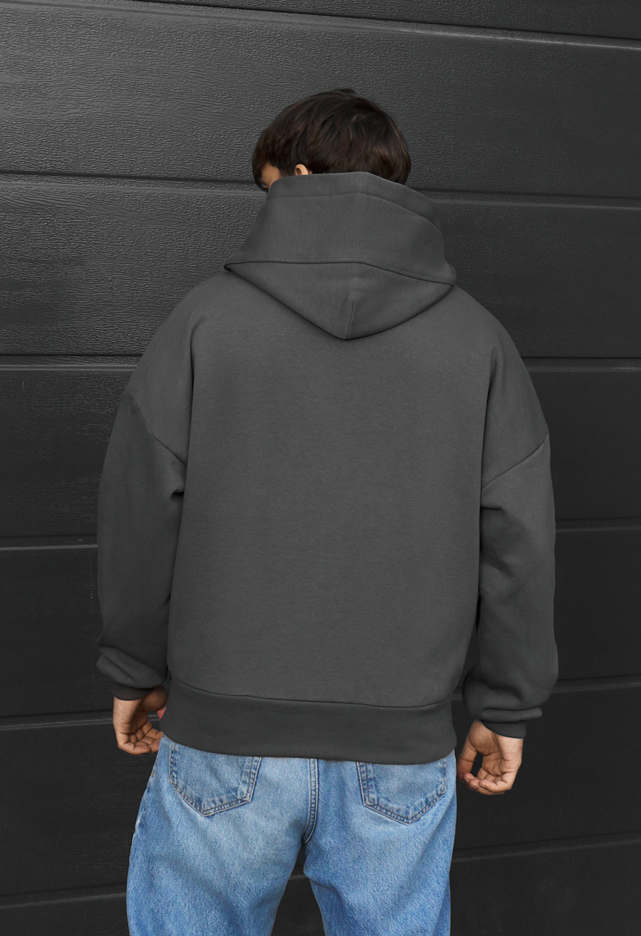 Bluza Staff dark gray oversize reflective fleece