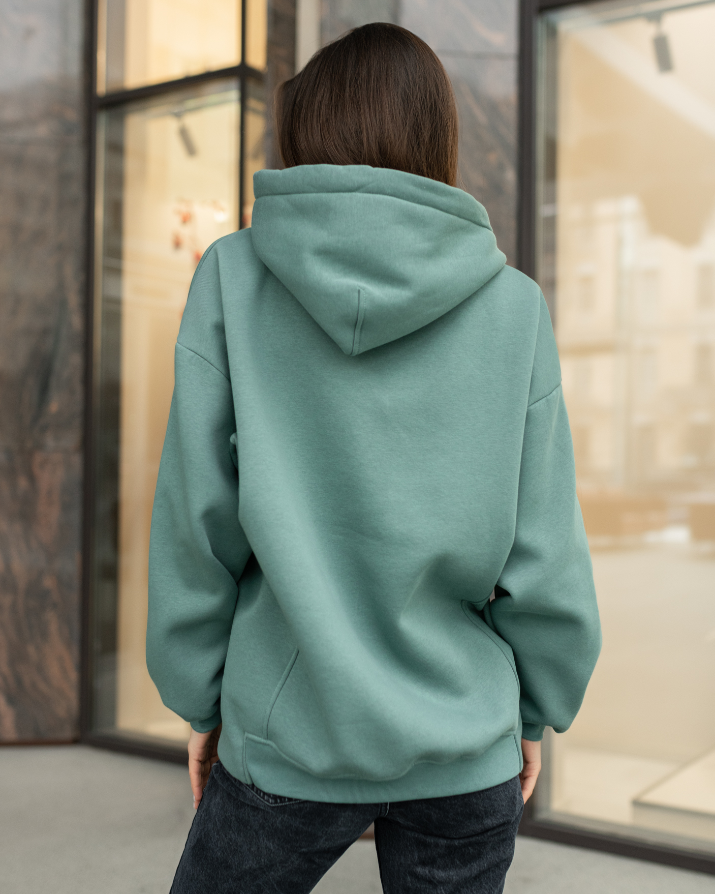 Damska bluza z kapturem Staff green basic oversize fleece