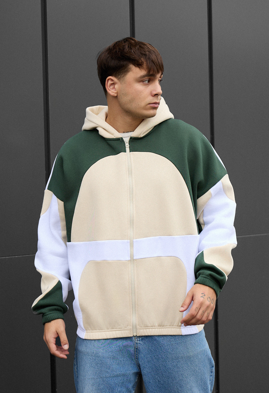 Bluza z kapturem Staff mix zip oversize fleece