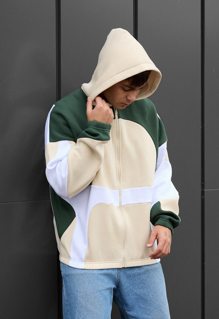 Bluza z kapturem Staff mix zip oversize fleece