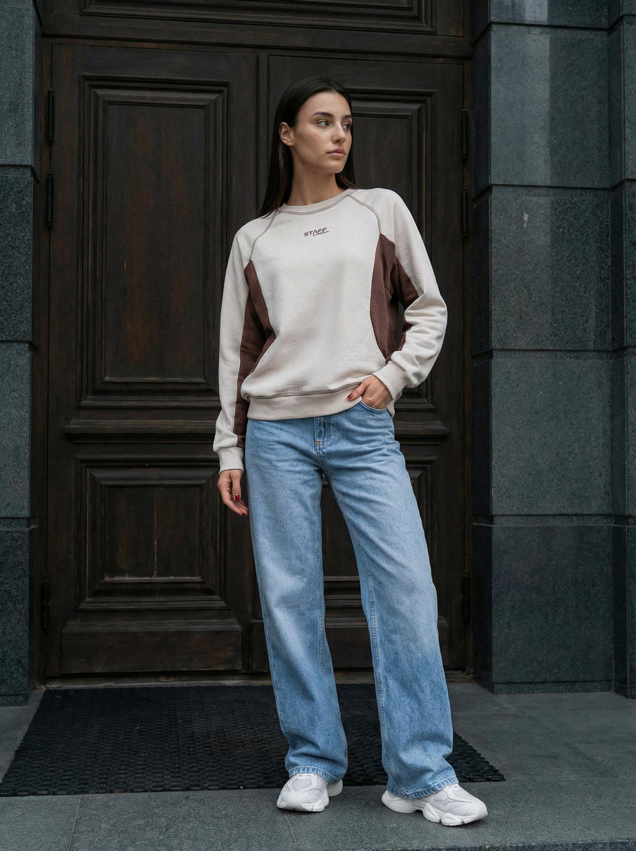 Bluza Staff ya logo light beige & brown