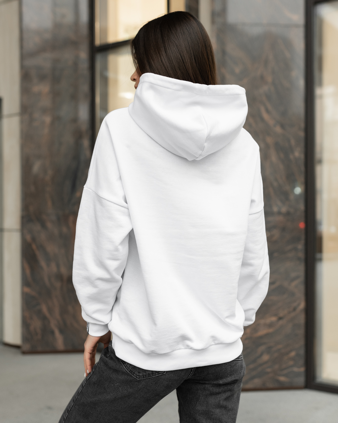 Damska bluza z kapturem Staff white basic oversize