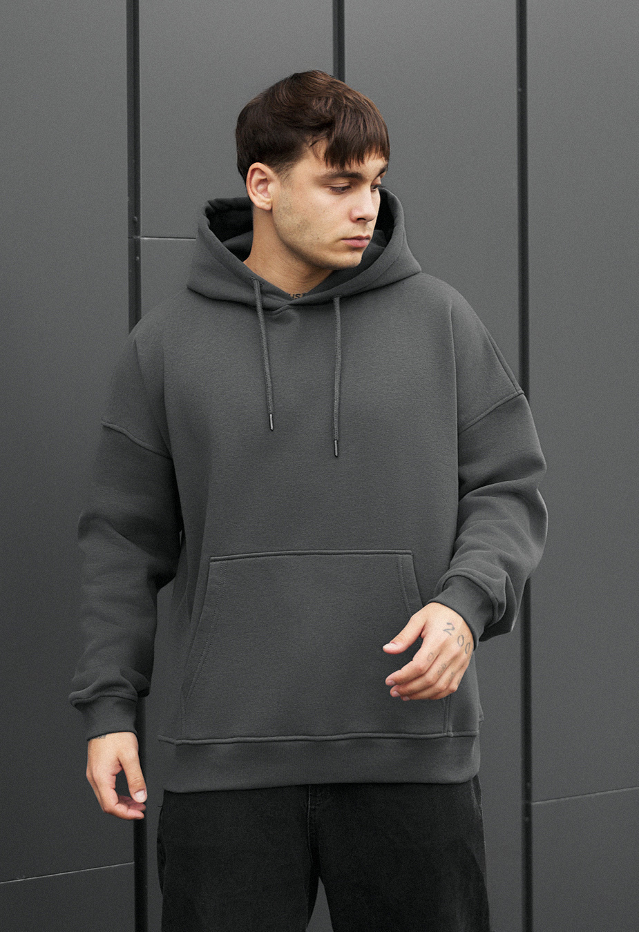 Bluza Staff dark gray oversize fleece