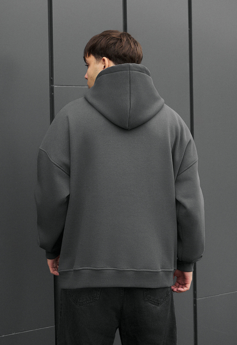 Bluza Staff dark gray oversize fleece