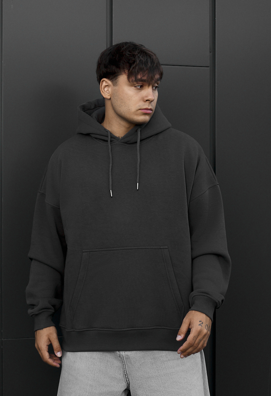 Bluza Staff dark gray oversize fleece