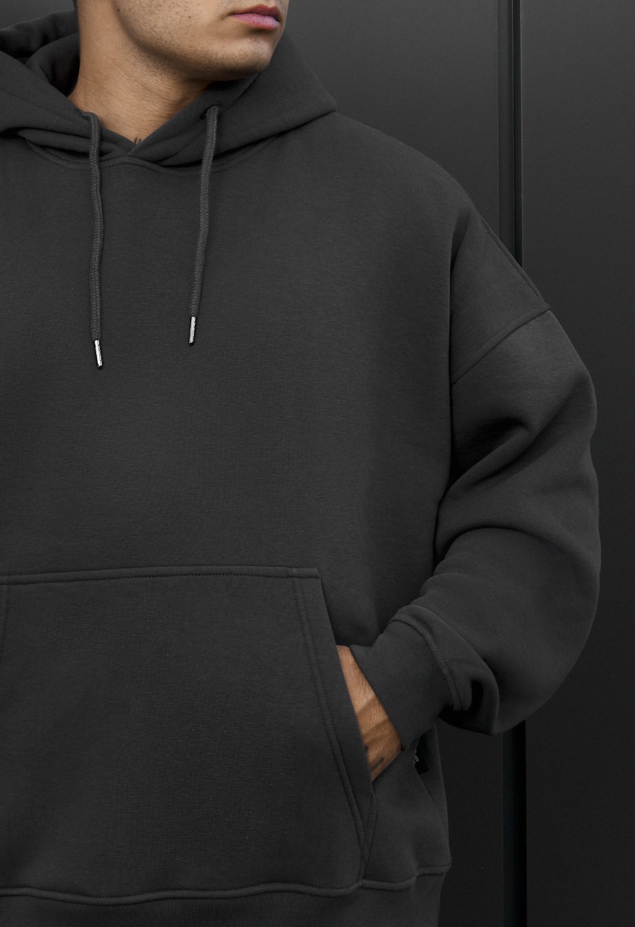 Bluza Staff dark gray oversize fleece