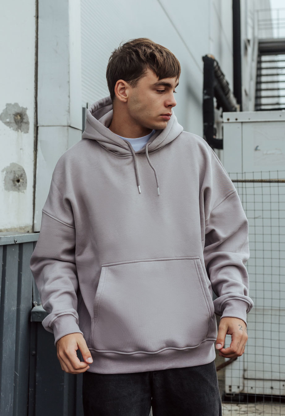 Bluza Staff gray basic oversize fleece