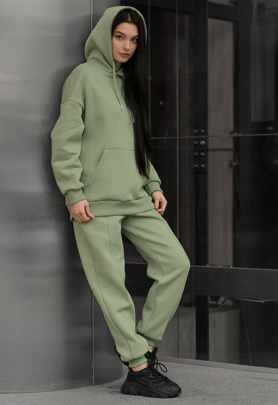 Damski dres sportowy Staff lou light green oversize fleece