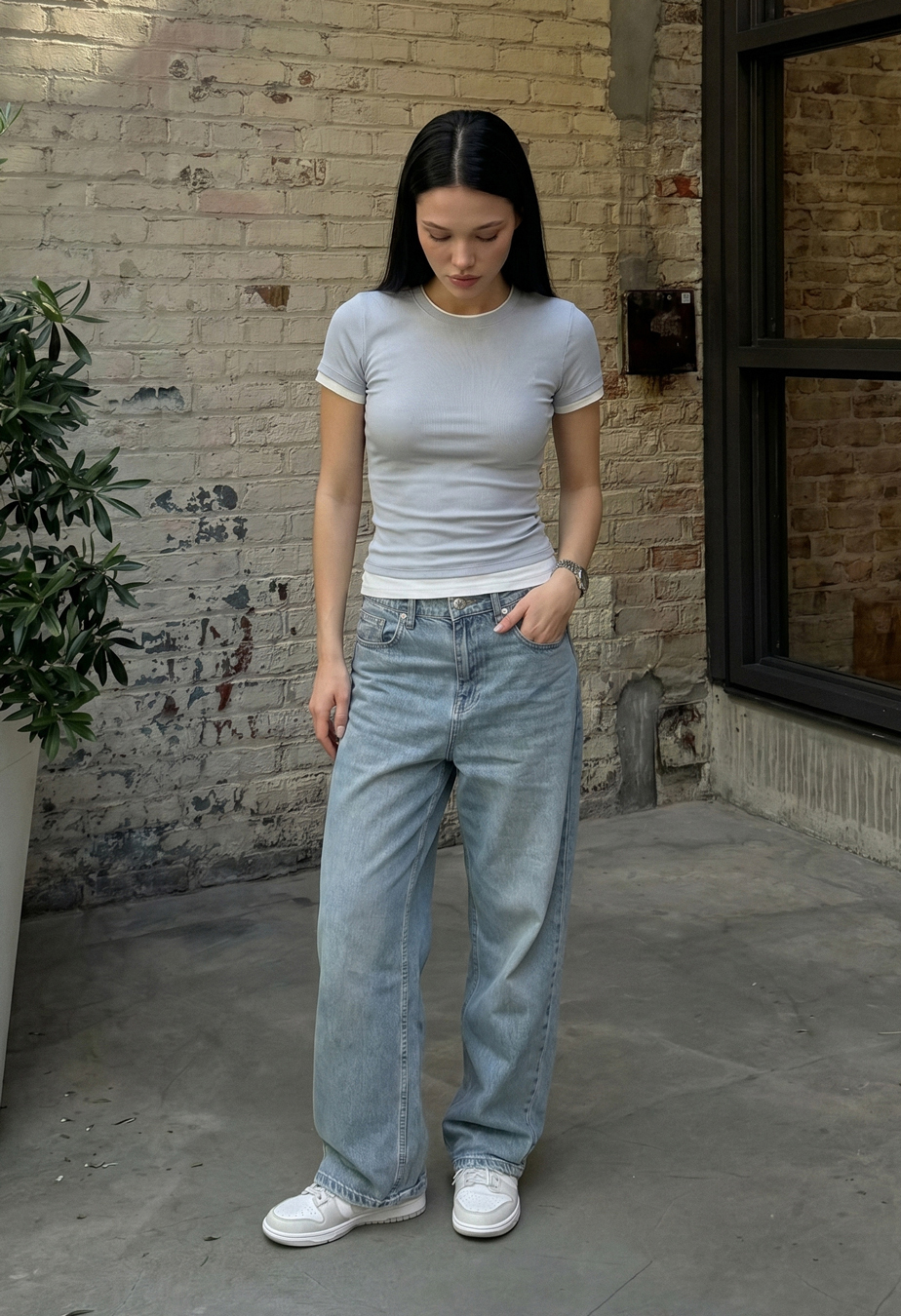Koszulka Staff ci light gray & white