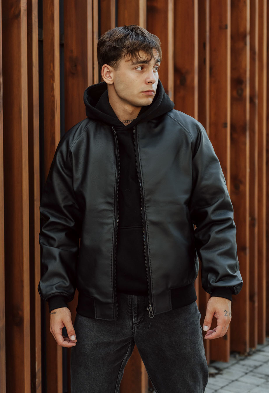 Bomberka Staff leather black crane
