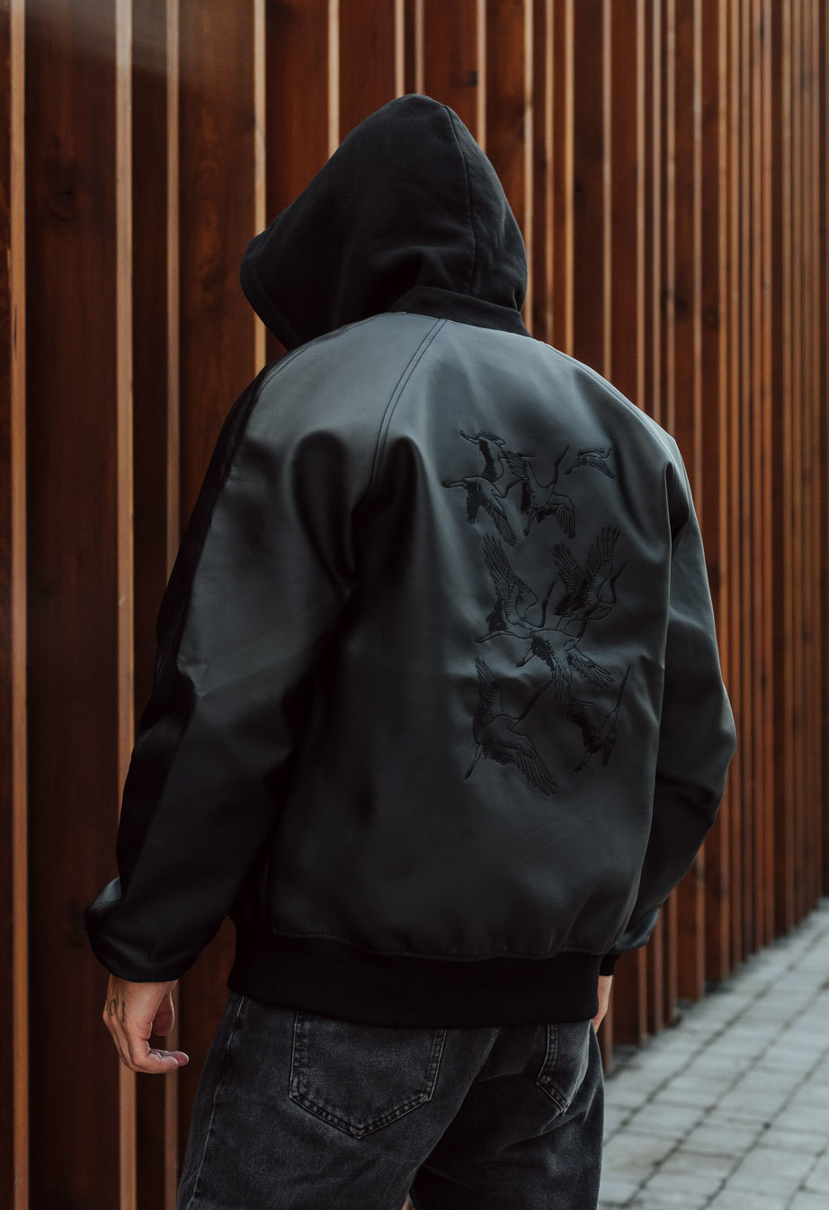 Bomberka Staff leather black crane