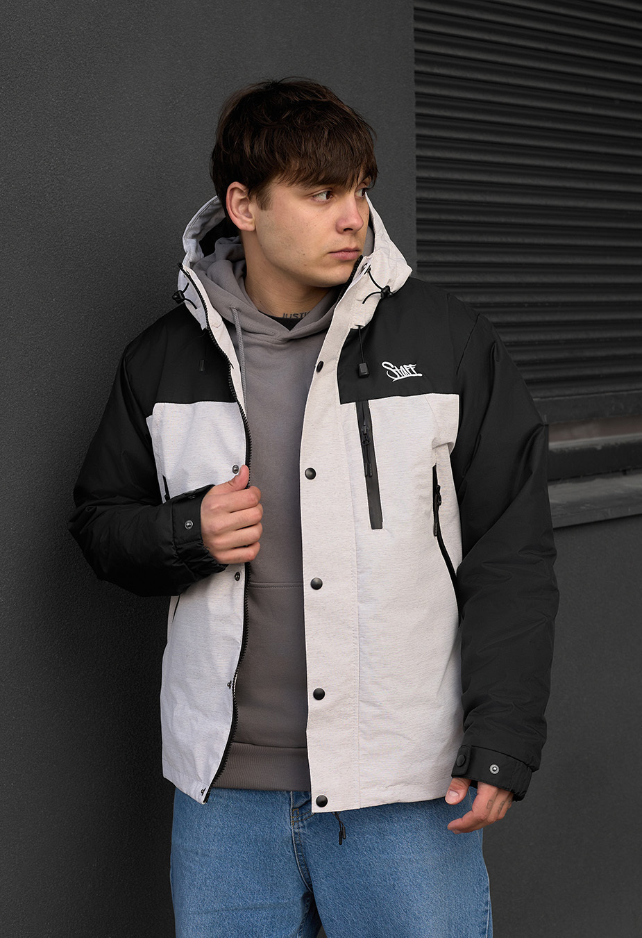 Kurtka wielosezonowa Staff tul light gray melange & black