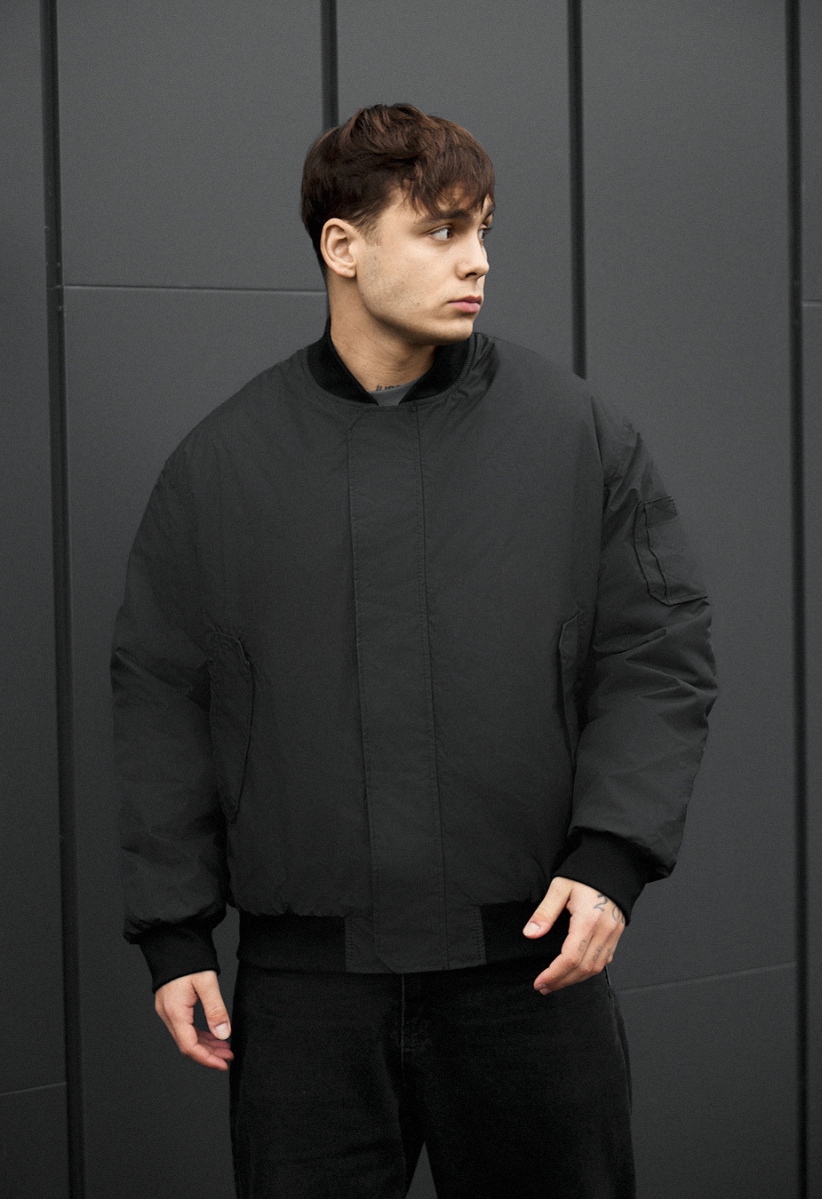 Bomber Staff raw dark gray2 oversize