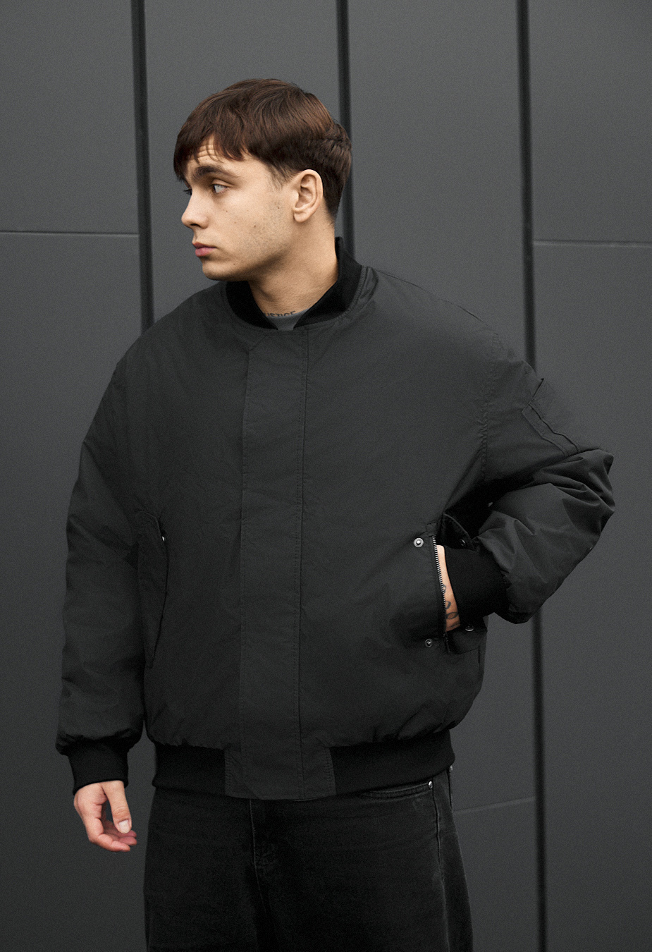 Bomber Staff raw dark gray2 oversize