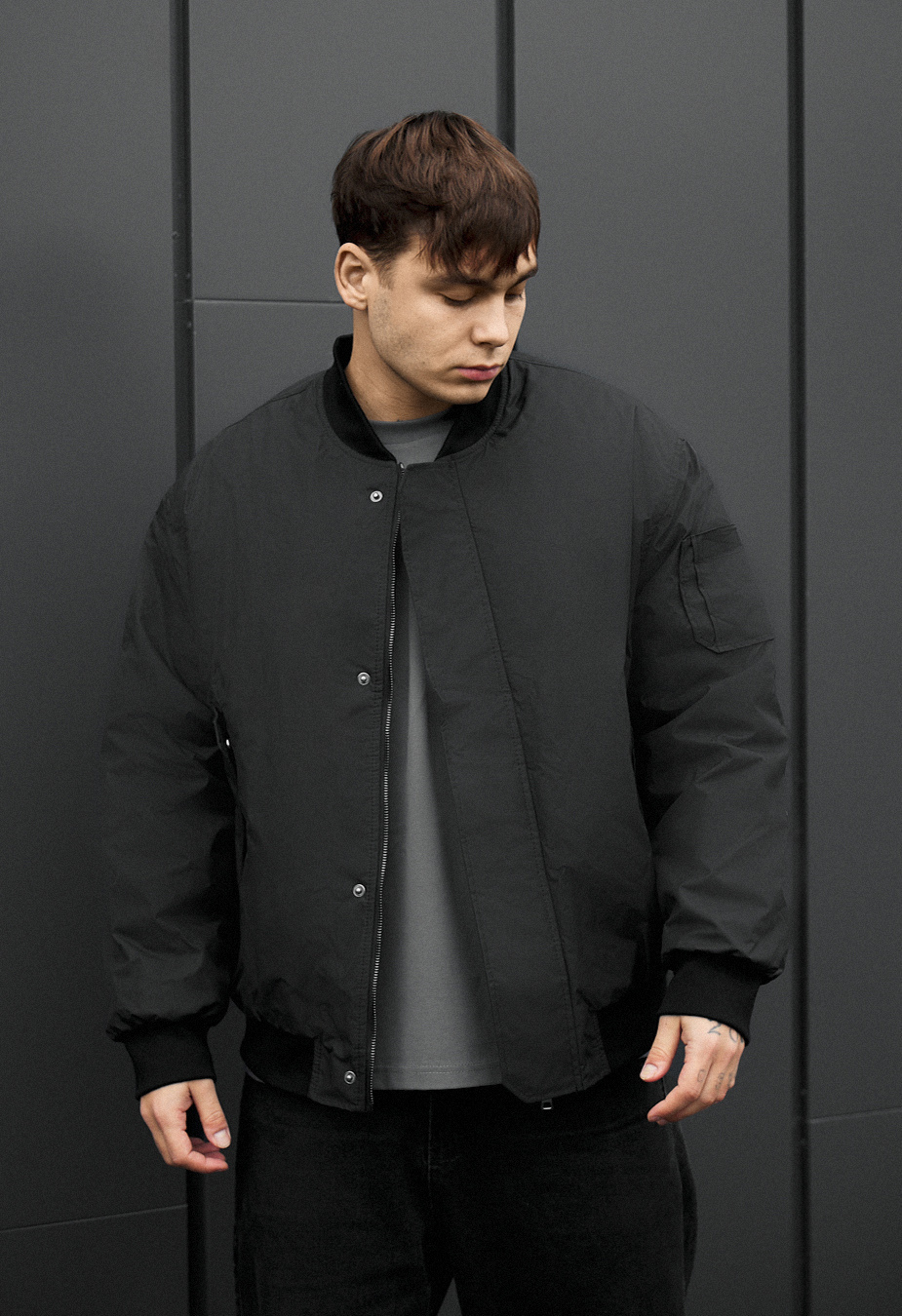 Bomber Staff raw dark gray2 oversize