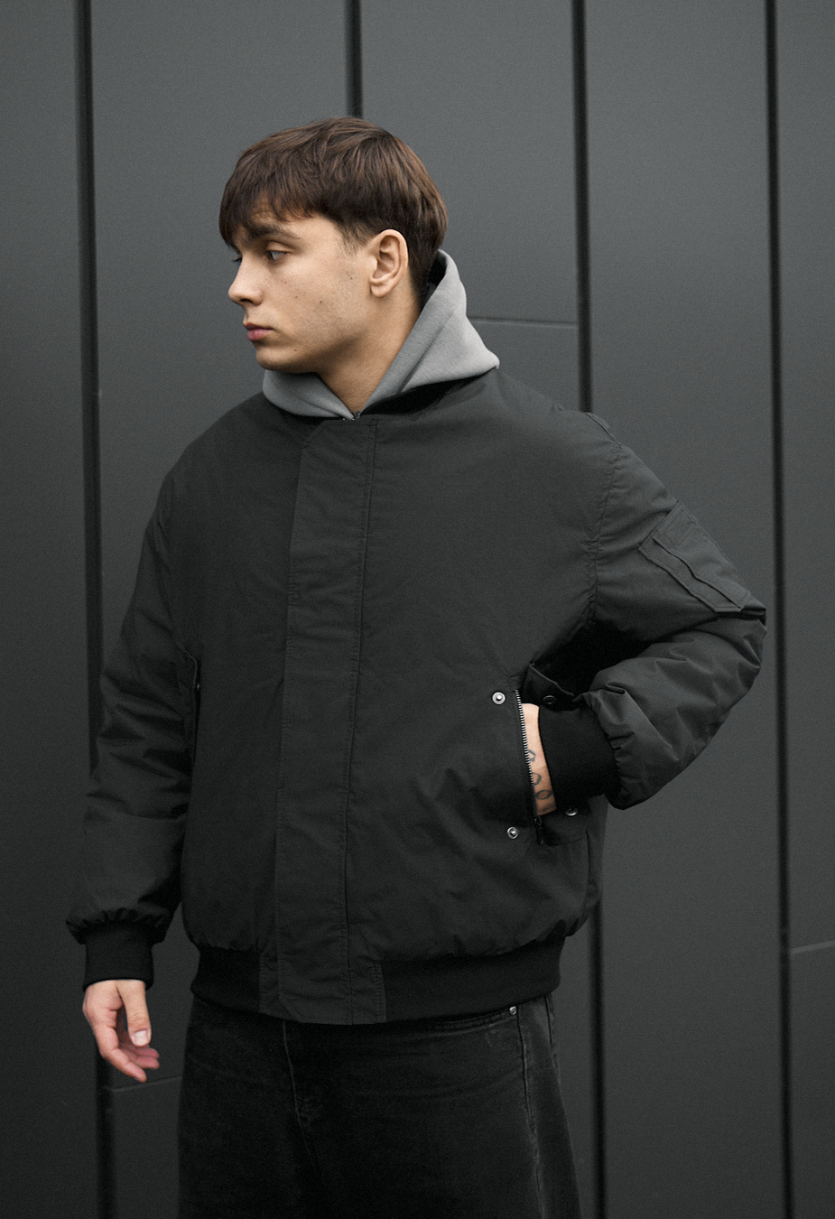 Bomber Staff raw dark gray oversize