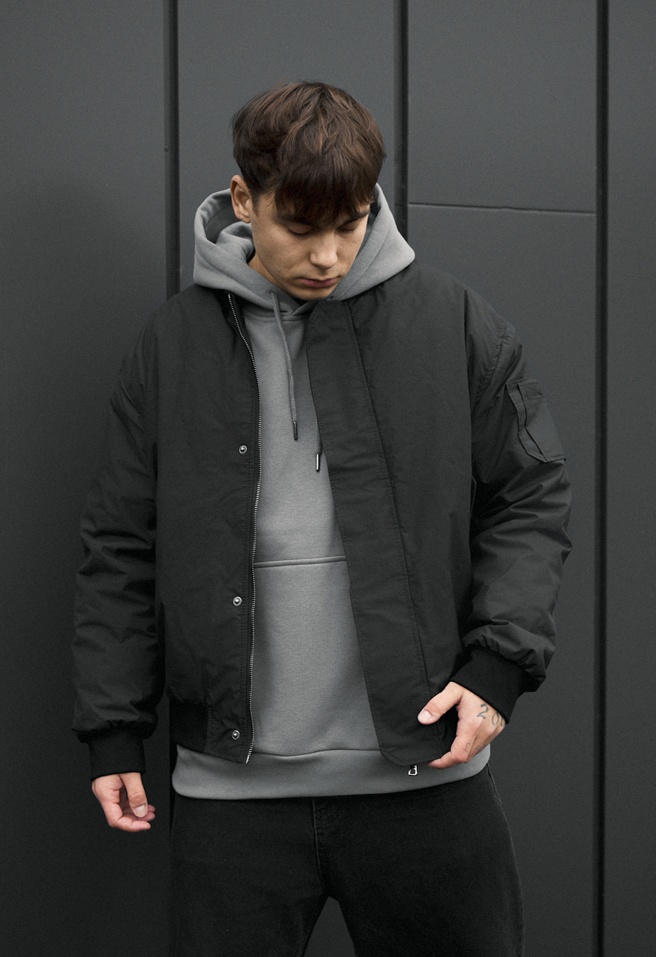 Bomber Staff raw dark gray oversize