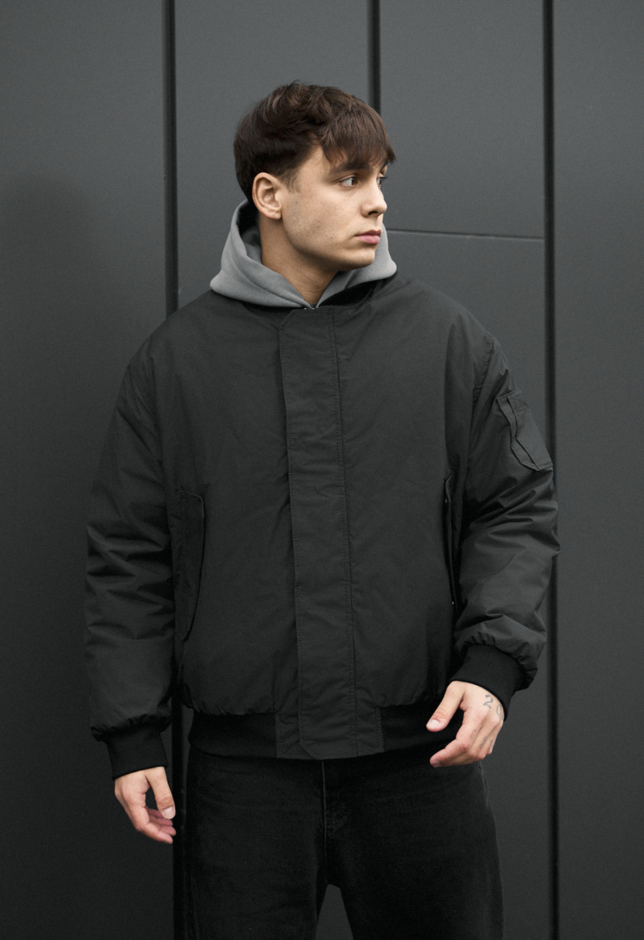 Bomber Staff raw dark gray oversize