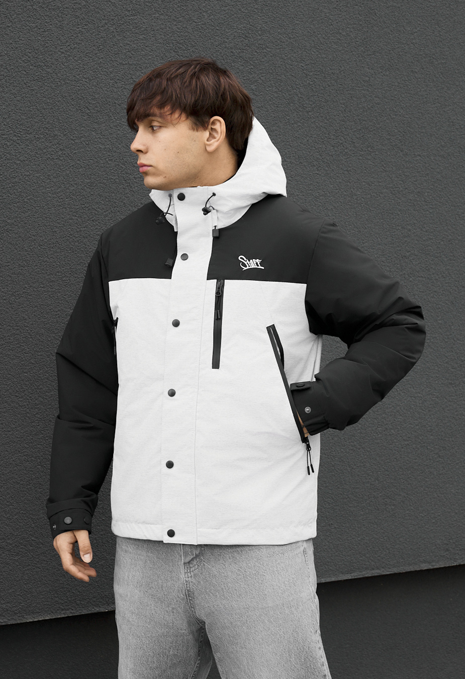 Kurtka  Staff logo light gray melange & black