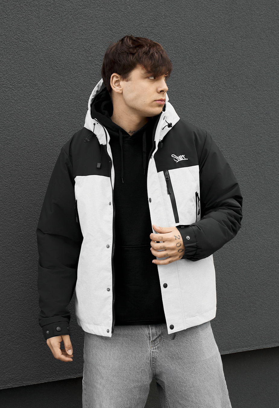 Kurtka  Staff logo light gray melange & black