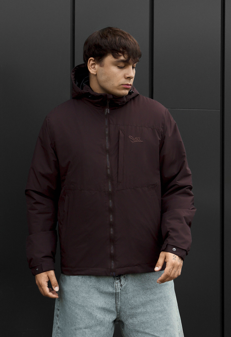 Kurtka Staff chap logo dark bordo
