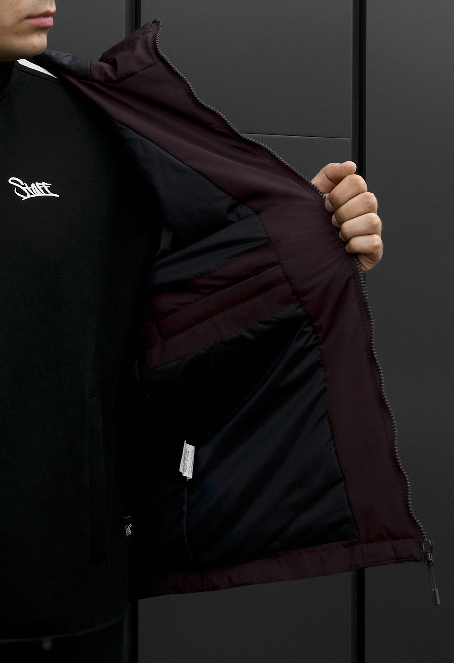 Kurtka Staff chap logo dark bordo