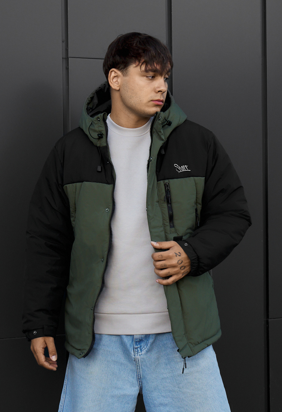 Kurtka zimowa Staff tui logo black & khaki