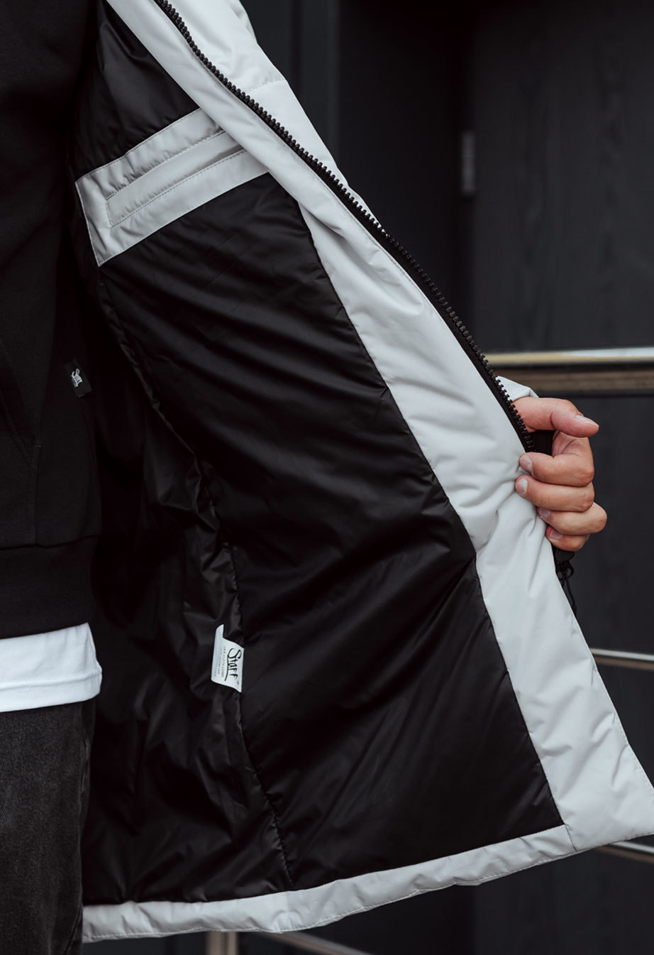 Zimowa parka Staff nim white gray