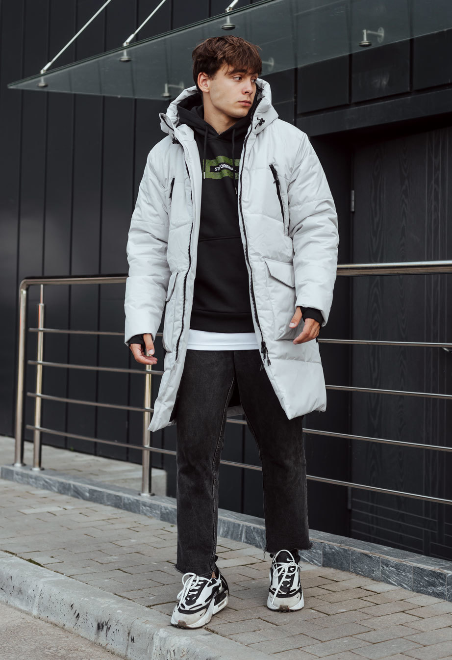 Zimowa parka Staff nim white gray