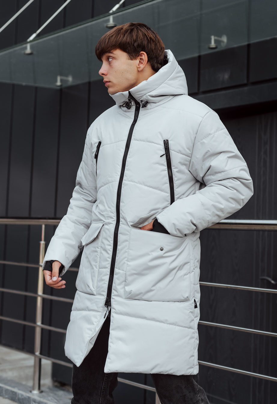 Zimowa parka Staff nim white gray