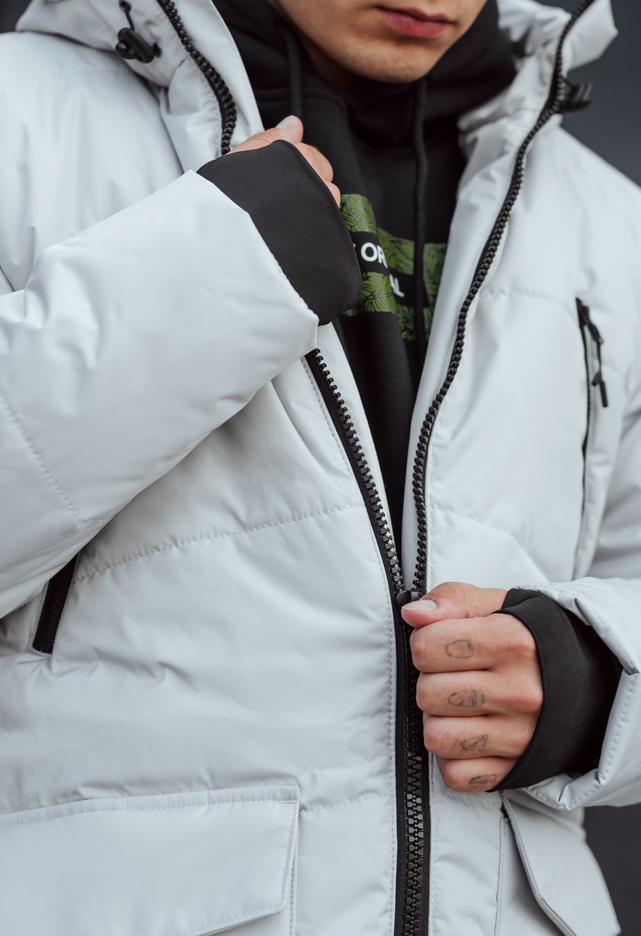 Zimowa parka Staff nim white gray