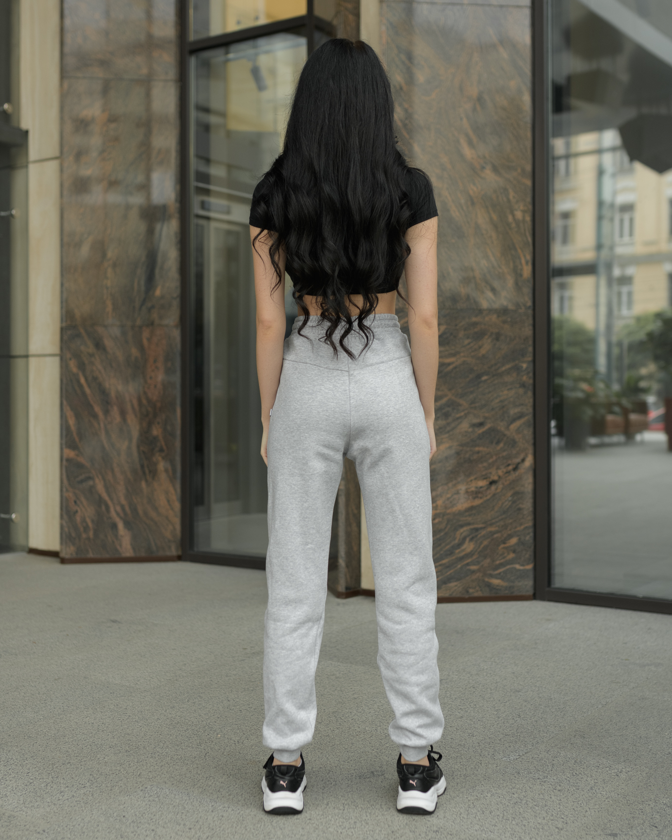 Damskie spodnie dresowe Staff gray melange basic fleece