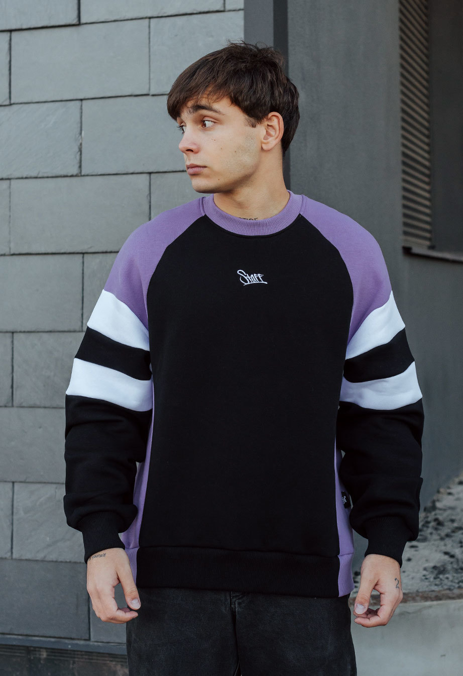 Bluza Staff black & violet logo fleece oversize