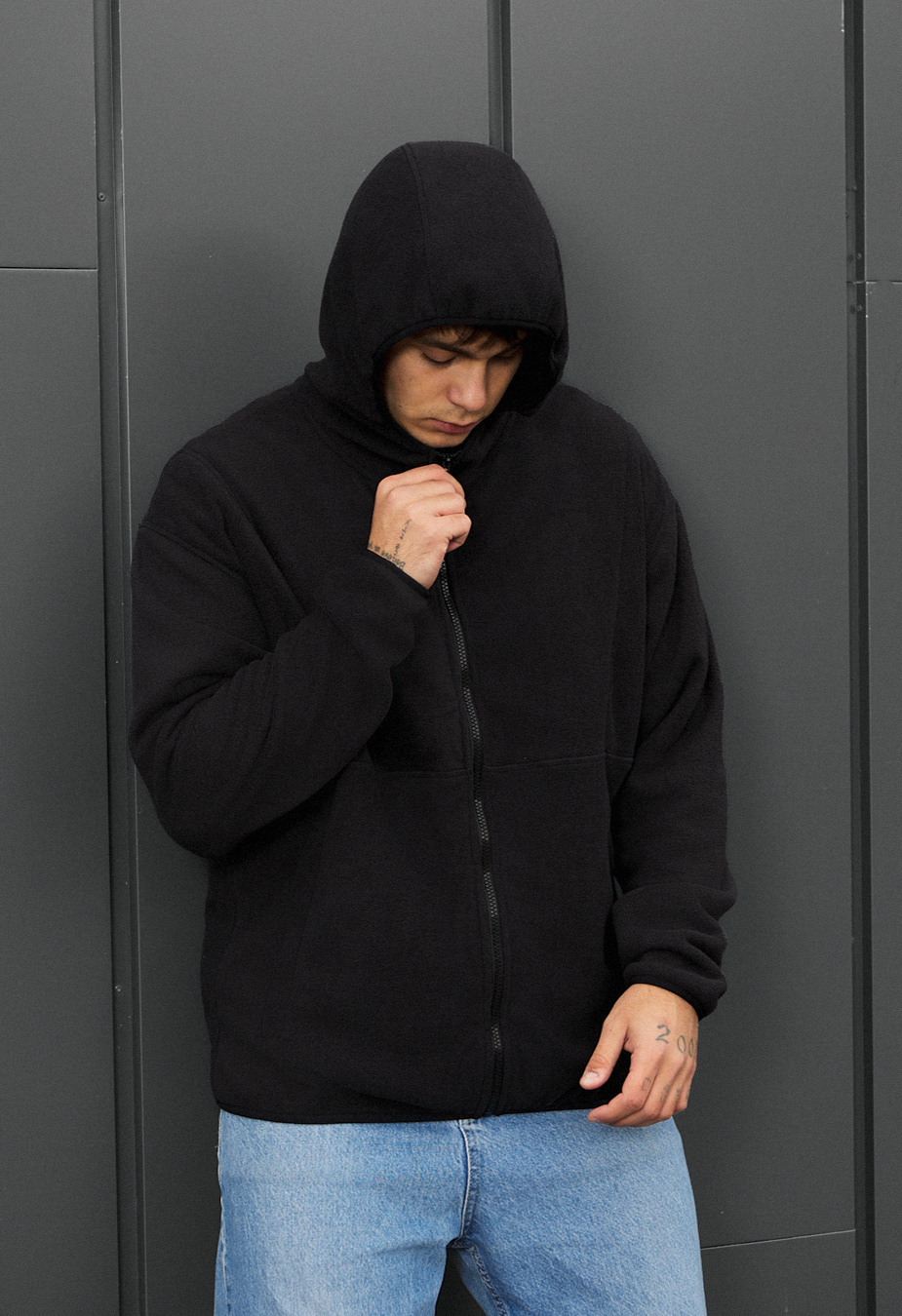 Bluza Staff black zip fleece oversize