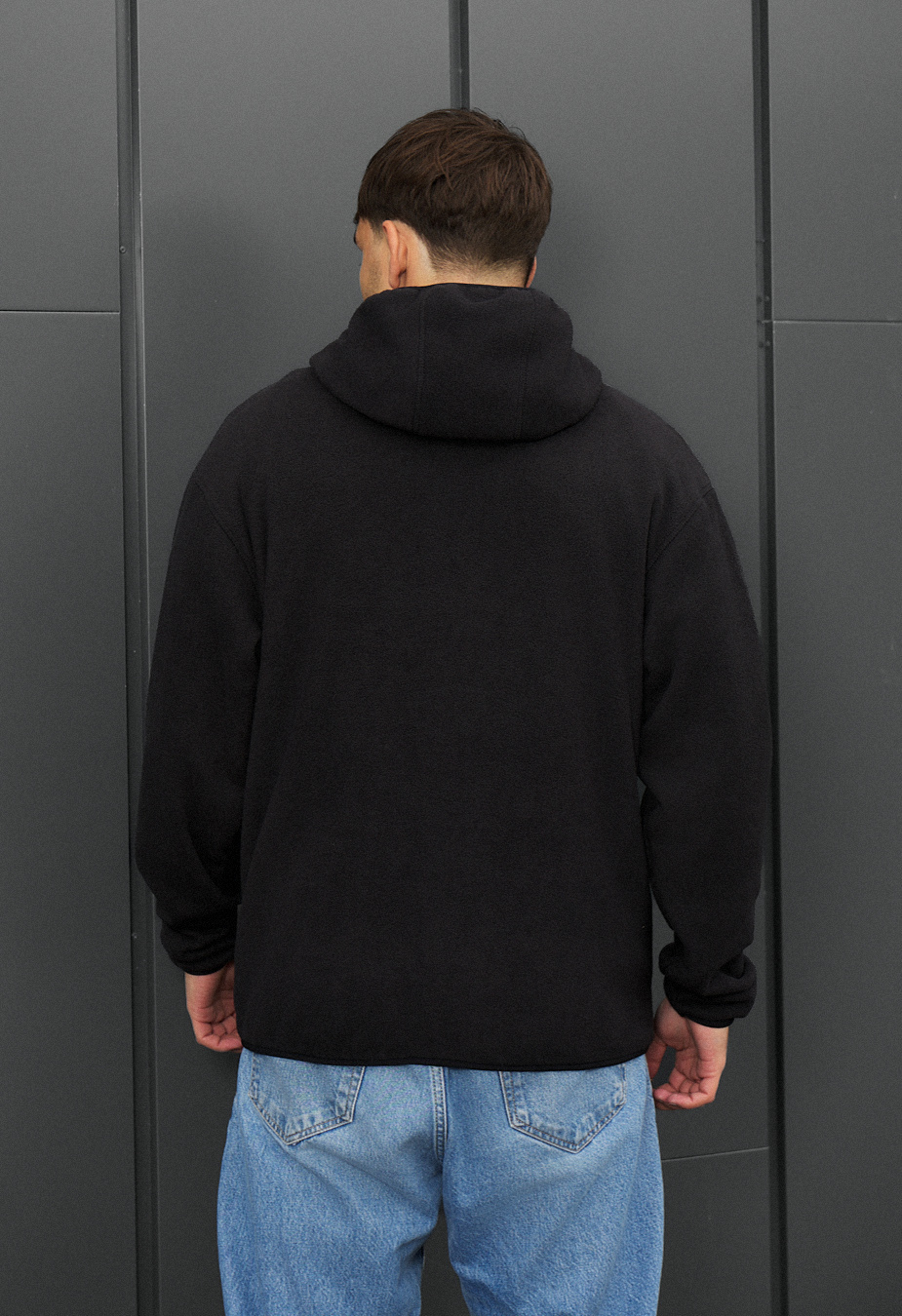 Bluza Staff black zip fleece oversize