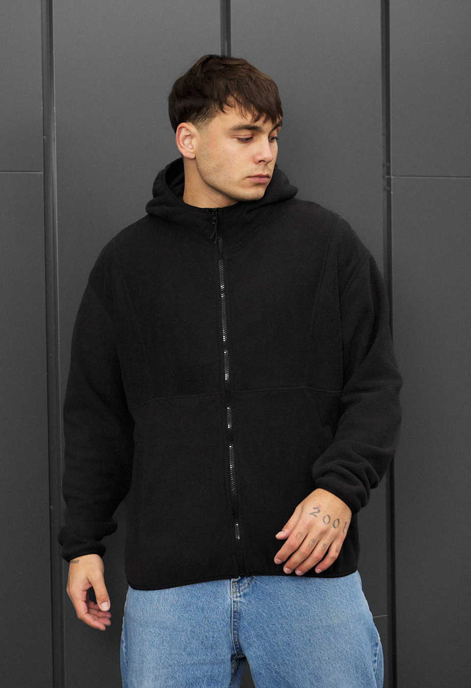 Bluza Staff black zip fleece oversize