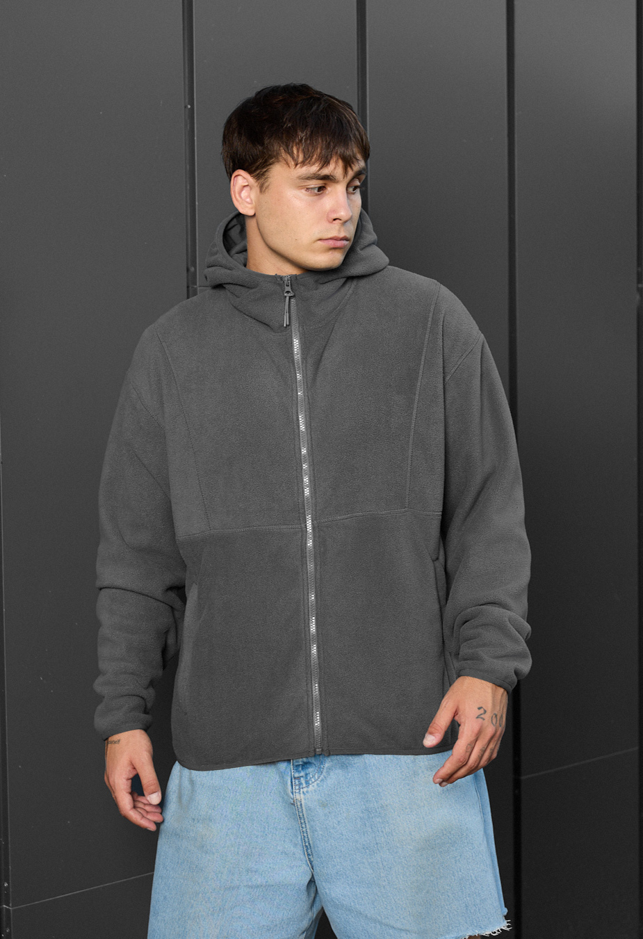 Bluza Staff gray zip fleece oversize