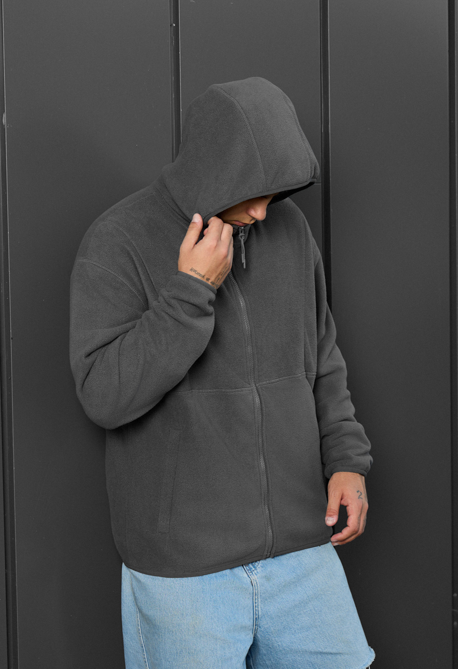 Bluza Staff gray zip fleece oversize